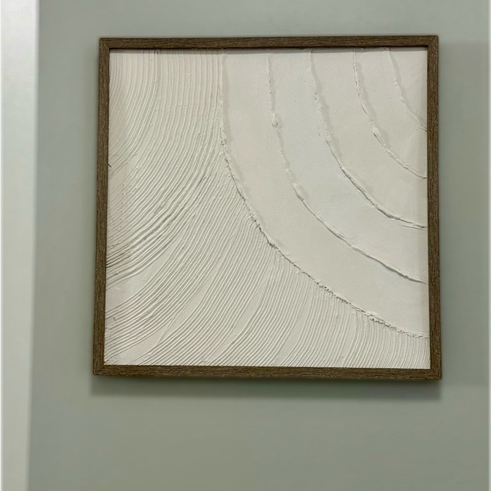 Textured White Wall Art with Wooden Frame